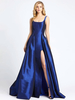 Robes formelles bleues A-ligne robe de bal en taffetas longueur au sol robes de soirée Gossip Gowns