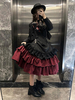 Robes gothiques Lolita à lacets et volants à blocs de couleurs noir noir
