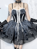 Robes Gothiques Lolita À Lacets Volants Noir Noir