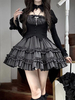 Robes gothiques Lolita à nœuds et volants à rayures noires et blanches