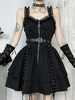 Robes gothiques Lolita à volants en dentelle noire
