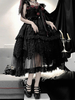 Robes gothiques Lolita à volants et fleurs noires Hime Lolita JSK
