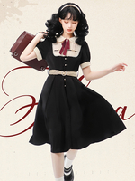 Robes gothiques Lolita à volants et nœuds à pois noires