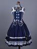 Robes gothiques Lolita à volants et nœuds Bloc de couleurs Bleu Bleu