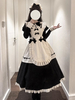 Robes gothiques Lolita à volants et nœuds Bloc de couleurs Noir Noir