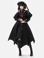 Robes gothiques Lolita avec nœuds brodés Noir Noir