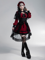 Robes gothiques Lolita avec nœuds et volants Blanc Blanc