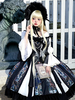 Robes Gothiques Lolita Dentelle Perles Jacquard Noir Noir