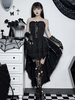 Robes Gothiques Lolita Dentelle Volants Noir Noir