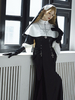 Robes gothiques Lolita Détails métalliques Ruché Croix Noir Noir