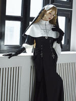Robes gothiques Lolita Détails métalliques Ruché Croix Noir Noir
