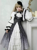 Robes gothiques Lolita en dentelle à imprimé floral noir noir