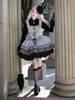 Robes gothiques Lolita en dentelle à volants Jacquard Noir Noir