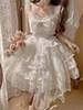 Robes gothiques Lolita en dentelle à volants robe blanche à bretelles Jsk