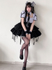 Robes Gothiques Lolita Lacets Steampunk Violet Manches Longues Robe Courte