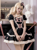Robes Gothiques Lolita Noeuds À Lacets Bloc De Couleur Noir Vert