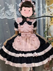 Robes Gothiques Lolita Noeuds Volants Bloc de Couleur Noir Noir