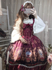 Robes Gothiques Lolita Nœuds Dentelle Imprimé Fleurie Bordeaux