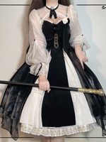 Robes Gothiques Lolita Nœuds Volants Noir Blanche Vintage