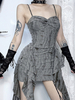 Robes Gothiques Lolita Plissées Gris Gris