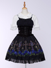 Robes Gothiques Lolita Volants À Lacets Imprimé Floral Noir Noir