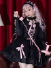 Robes Gothiques Lolita Volants À Lacets Noir Mignonne