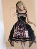 Robes Gothiques Lolita Volants Dentelle Imprimé Floral Noir Noir