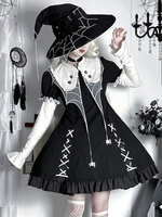 Robes Gothiques Lolita Volants Halloween Noir