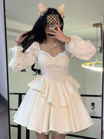 Robes Gothiques Lolita Volants Étagés Noir Beige