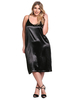 Robes Grande Taille Longues Femme en Satin avec Bretelles à Col Rond Unicolore Sexy Vêtement Femme Grande Taille