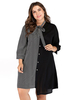 Robes Grandes Tailles en Mousselines Décontractés Femmes à Col Rond à Lacets avec Manches Mi-longues avec Boutons Bicolores