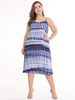 Robes Grandes Tailles Femmes Imprimés Rayures Décontractés avec Bretelles à Col Rond sans Manches Bicolores Robes Sexy