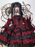 Robes Lolita Gothiques Volants Dentelle Violet Rose