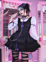 Robes Lolita Gothiques Volants Lacets Élastique Réglable Noir