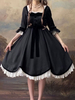 Robes Lolita Gothiques Volants Noir Noir