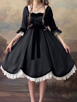 Robes Lolita Gothiques Volants Noir Noir