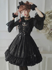 Robes Lolita Gothiques Volants Nœuds Etoiles Imprimé Noir Noir