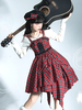 Robes Lolita Gothiques Y2K Noeuds Volants Plaid Rouge
