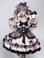 Robes Lolita Mignonne à volants robe chantante de princesse à bretelles