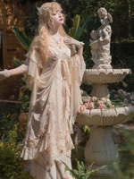 Robes Lolita Style Tea Party Jupe Lolita Dentelle Manches Longues Polyester Style ROCOCO Nude