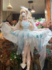 Robes Lolita Style Tea Party Jupe Lolita Nœuds Sans Manches Robe De Mariée Lolita En Polyester Paon Blanc