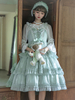 Robes Lolita Style Tea Party Jupe Lolita Volants Sans Manches Polyester Mignnone Vert Clair