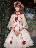 Robes Lolita Tea Party Style Lolita Jupe Chaînes Sans Manches Polyester Lolita Robe De Mariée Arc Blanc