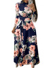 Robes longues à fleurs Robe longue évasée à col montant et ceinture