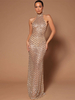 Robes longues à sequins sans manches dos ouvert robe de bal de club