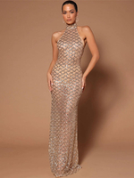 Robes longues à sequins sans manches dos ouvert robe de bal de club
