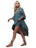 Robes Longues Bohèmes Imprimés Femmes à Col Décolleté en V avec Manches Mi-longues Multicolores Robes Longues Maxi Décontractées