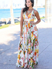 Robes Longues Bohèmes Imprimés robe fleurie Femmes à Col V Sans Manches avec Bretelles Coupe Cintrée Multicolores Robes Sexy