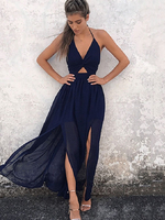Robes Longues Bohèmes Imprimés robe fleurie Femmes Etés Sexy avec Bretelles à Col Décolleté en V à Lacets Coupe Cintrée Multicolores