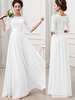 Robes Longues en Dentelles Longues Femmes à Col Rond avec Manches Longues Creusants Les Fleurs Coupe Cintrée Unicolore Bas Evasée Robes de Soirée